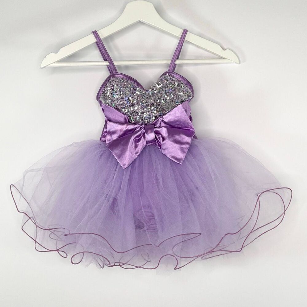 Weissman Hologram Mesh Party Dress Tutu in Purple - Kids US Size XSC (Extra Smal